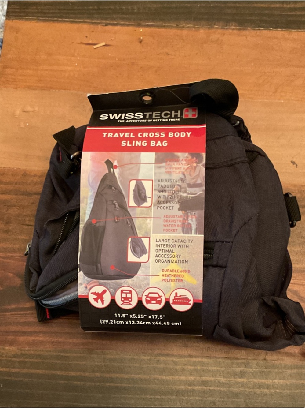 Swiss Tech Black Travel Crossbody Sling Bag